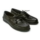 Sperry’s in Black embellished with Authentic Alligator Skin in Black - Image 2