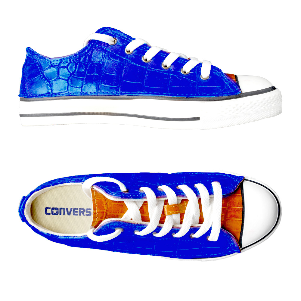 Blue Feather Moccasin Inspired Custom Low Tops - Custom Converse Shoes