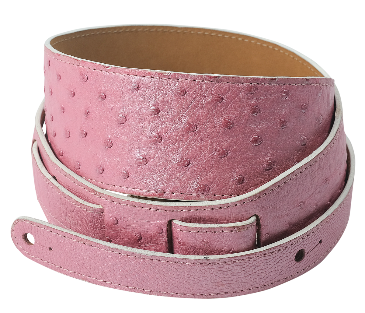 Guitar Strap made with Authentic Ostrich / Pink – Alligator & Python Custom