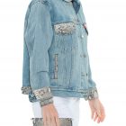 Levi’s® Trucker Jacket embellished with Florida Everglades Burmese Python in Natural. We call her “Bonnie” ! - Image 3