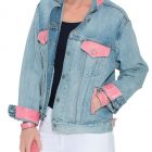 Levi’s® Trucker Jacket embellished with Authentic Alligator in Pink - Image 4