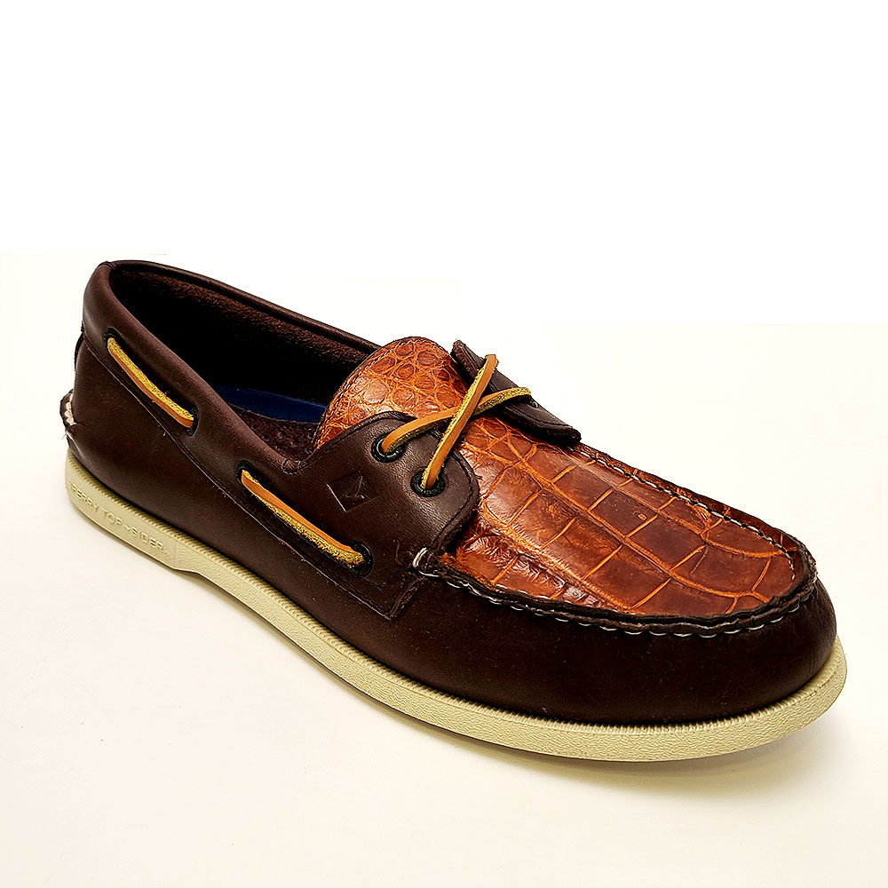 Sperry’s in Brown embellished with Authentic Alligator skin in Cognac ...