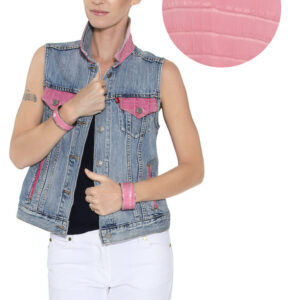 Levi® Trucker Vest Embellished with Alligator in Pink