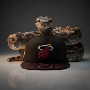 Miami Camo 33132 Fitted /Authentic Python Hand Painted Black/Red Cap / Sizes 6 7/8 thru 8