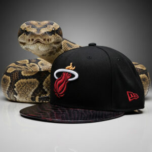 Miami Camo 33132  Authentic Python Hand Painted Red/Black Fitted Cap