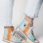 Chuck Taylor's embellished with Miami Camo 33056 Authentic Hand Painted Python Skin - Image 2