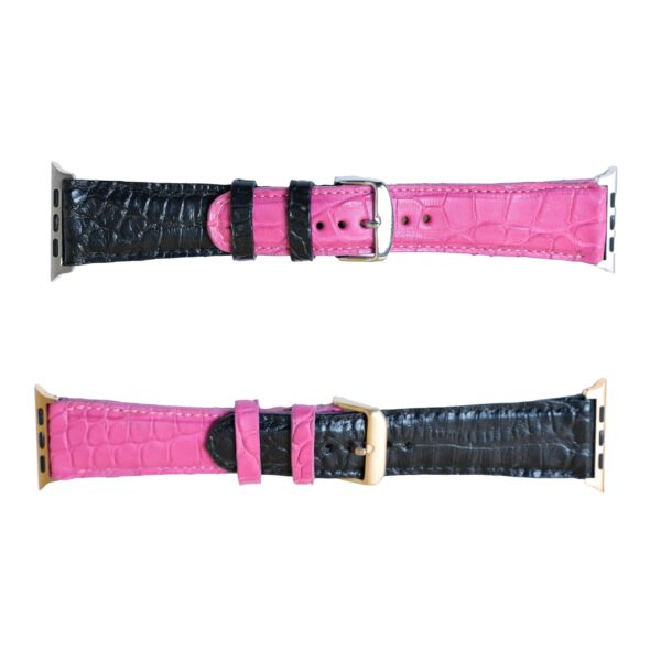 Authentic Alligator Black /Pink Apple Watch Band