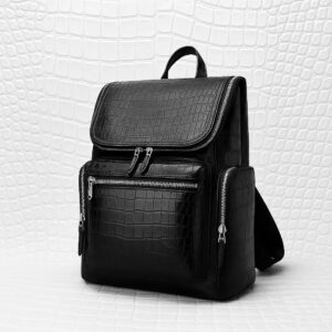 Luxury Crocodile Leather Travel Backpack