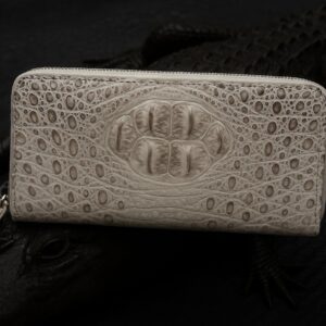 White Crocodile Leather Clutch Wallet for Women