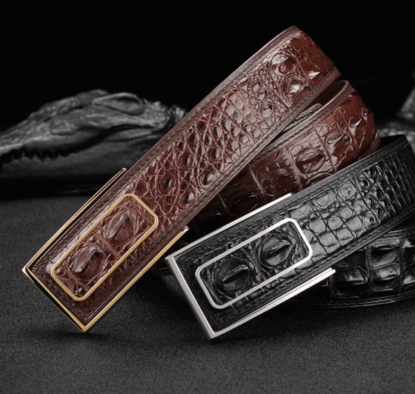 Wide Crocodile Leather Belt for Men – Premium Genuine Crocodile Skin
