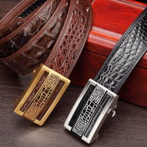 Slim Designer Crocodile Leather Belt for Men