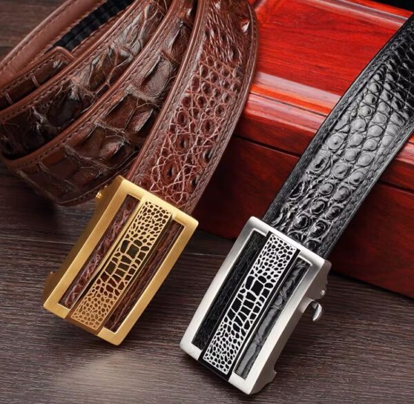 Slim Designer Crocodile Leather Belt for Men