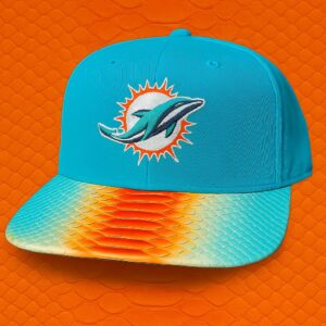 New Era 59FIFTY Python Fitted Cap – Aqua Dolphins Hat with Exotic Leather Brim