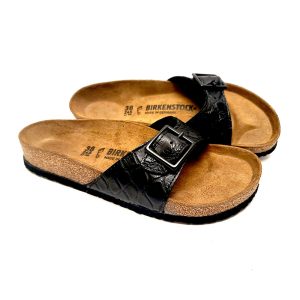 Authentic Alligator Madrid Big Buckle Birkenstock's in Black