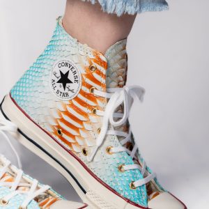 Chuck Taylor's embellished with Miami Camo 33056 Authentic Hand Painted Python Skin