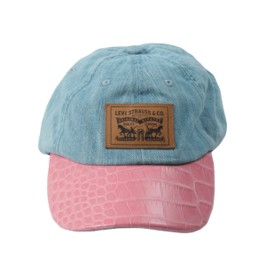 Blue Levi's® Cap embellished with Authentic Alligator in Pink