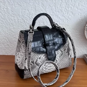 Black Croc / Natural Black & Silver Python