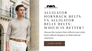 Belly belt showcasing their unique textures and genuine alligator craftsmanship.
