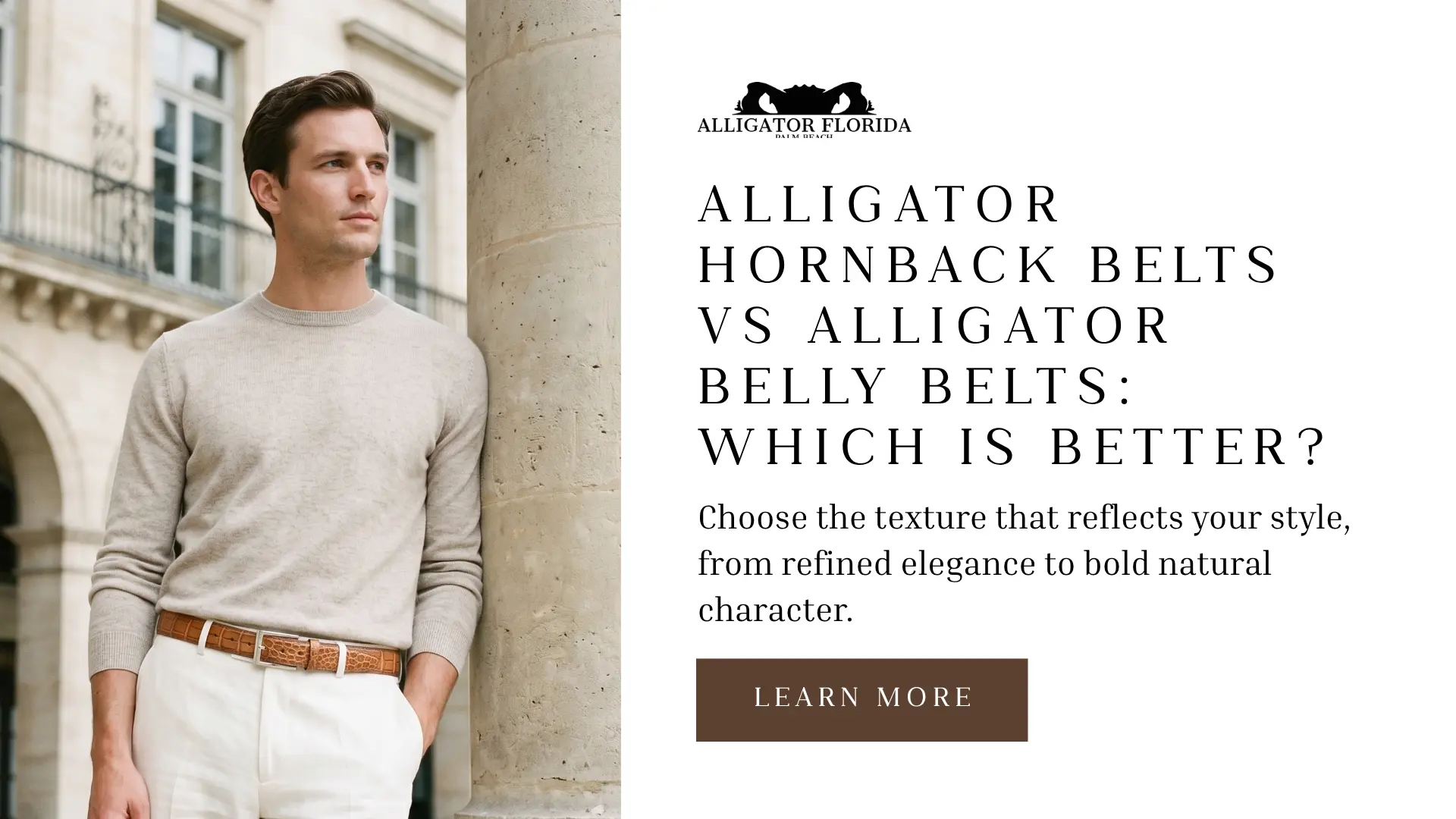 Belly belt showcasing their unique textures and genuine alligator craftsmanship.