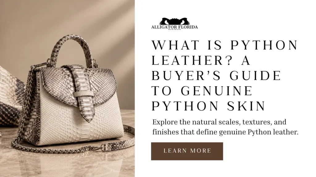 Genuine Python leather handbag showing its natural overlapping scale pattern