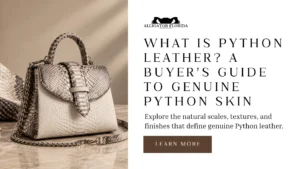 Genuine Python leather handbag showing its natural overlapping scale pattern
